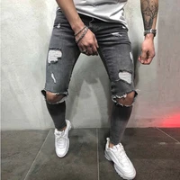 mens skinny ripped denim trousers biker high quality male slim casual pants hip hop jogging jean homme fashion jeans for men