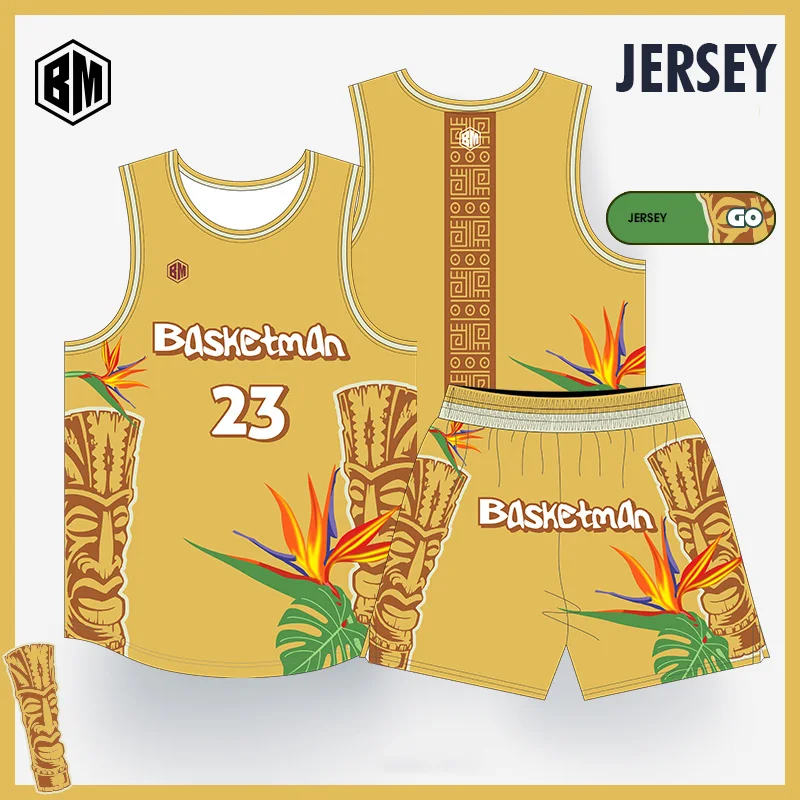 

BASKETMAN Basketball Sets For Men Summer Hawaii Bohemia Style Jerseys Shorts Uniforms Quick Dry Fitness Training Tracksuits Male