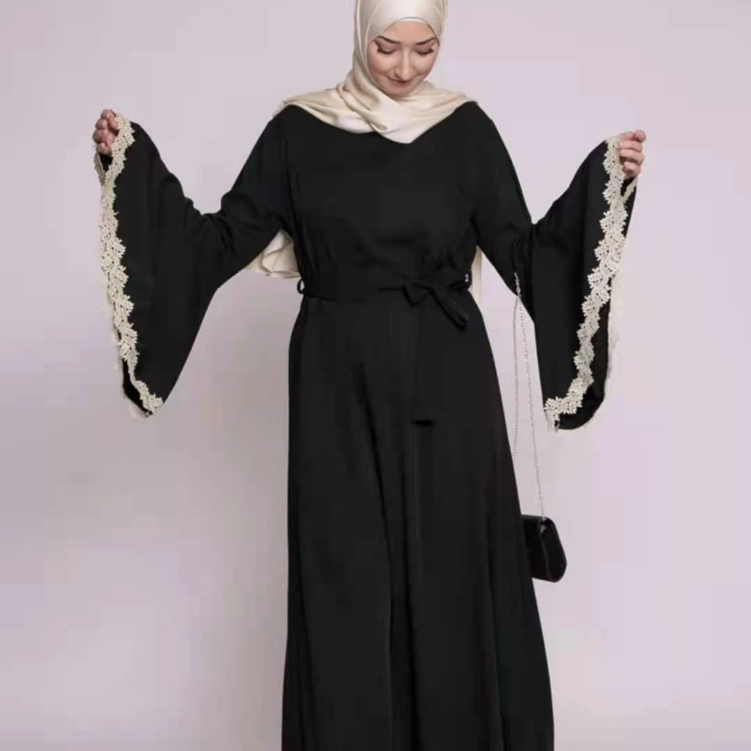 Платье с расклешенными рукавами в марокканском стиле, Женский мусульманский хиджаб-абайя, Дубайский хиджаб, Турция, мусульманский кафтан, д...