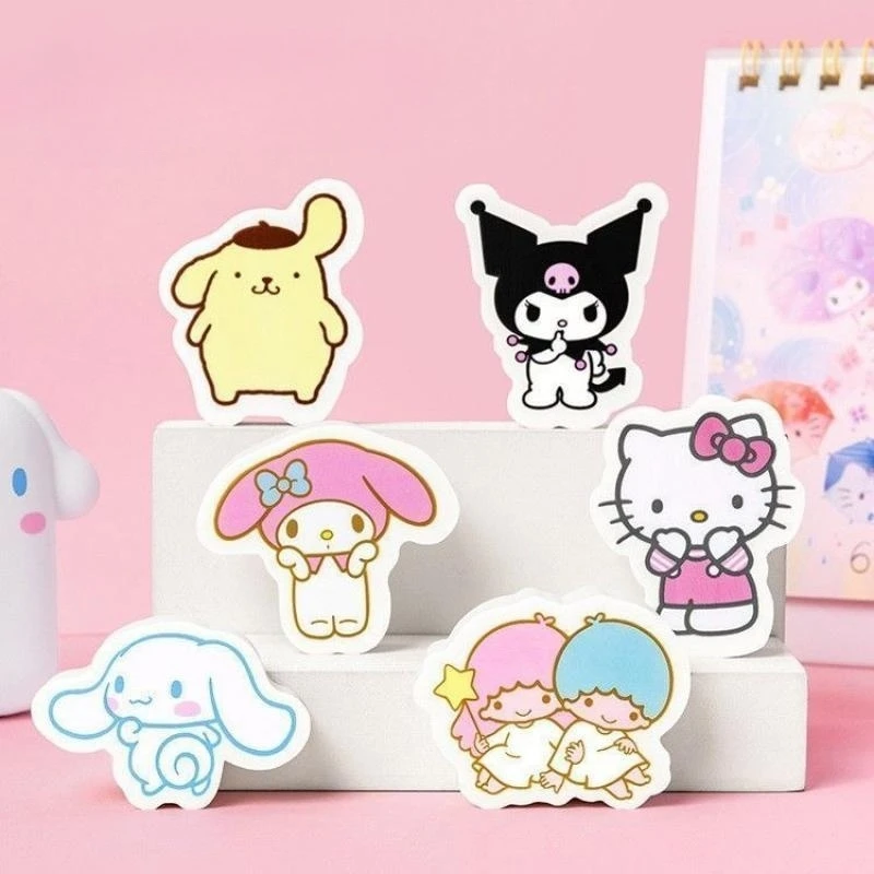 

Милый мультяшный ластик Kawaii Kuromi Hello Kittys My Melody Sanrioed аниме милый ластик кукла ластик Cinnamoroll 6 шт.