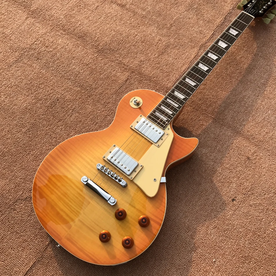 

Rosewood fingerboard electric guitar Honey burst maple top chrome hardware, free shipping