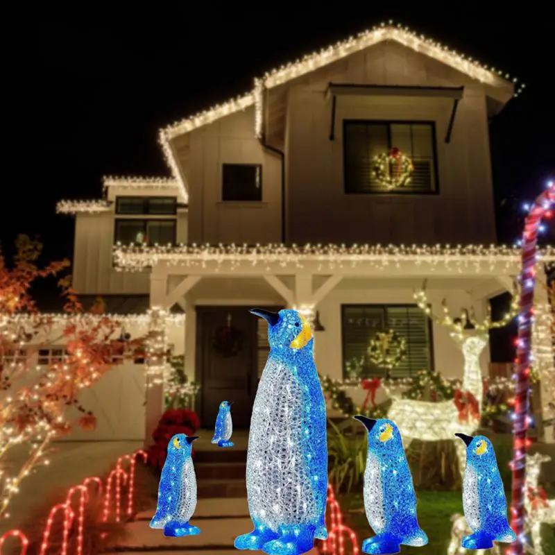 

LED Penguin Deer Light Christmas Garden Decor Light-Up Penguin Animal Garden Piles For Outdoor Novelty Lighting DIY Decoration
