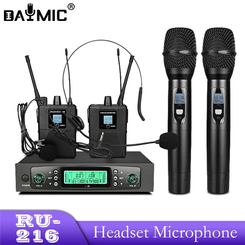 AOSHEN RU-216 высококачественный профессиональный ручной петличный PLL караоке-система UHF, беспроводной микрофон для пения
