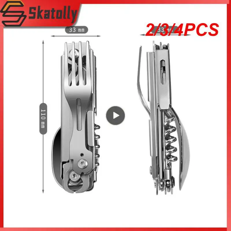 

2/3/4PCS Durable Camping Fork Spoon Cutter Multitool Portable Outdoor Cutter Multifunctional Disassembly Camping Supplies