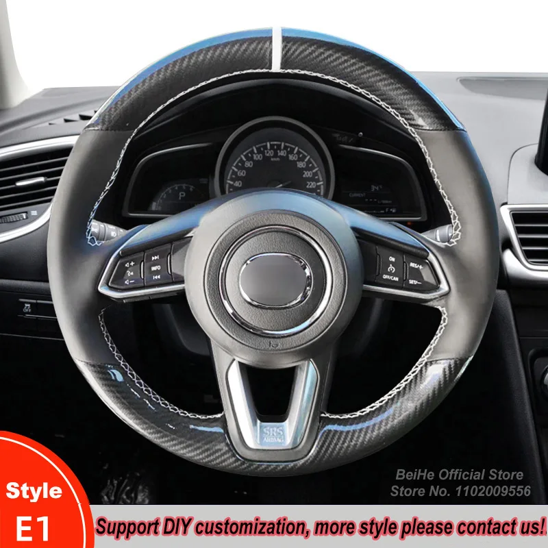 

Hand-stitched Non-slip Suede Leather PU Carbon Fiber Car Steering Wheel Cover For Mazda 3 Axela Mazda 6 Atenza CX-3 CX-5 CX-9