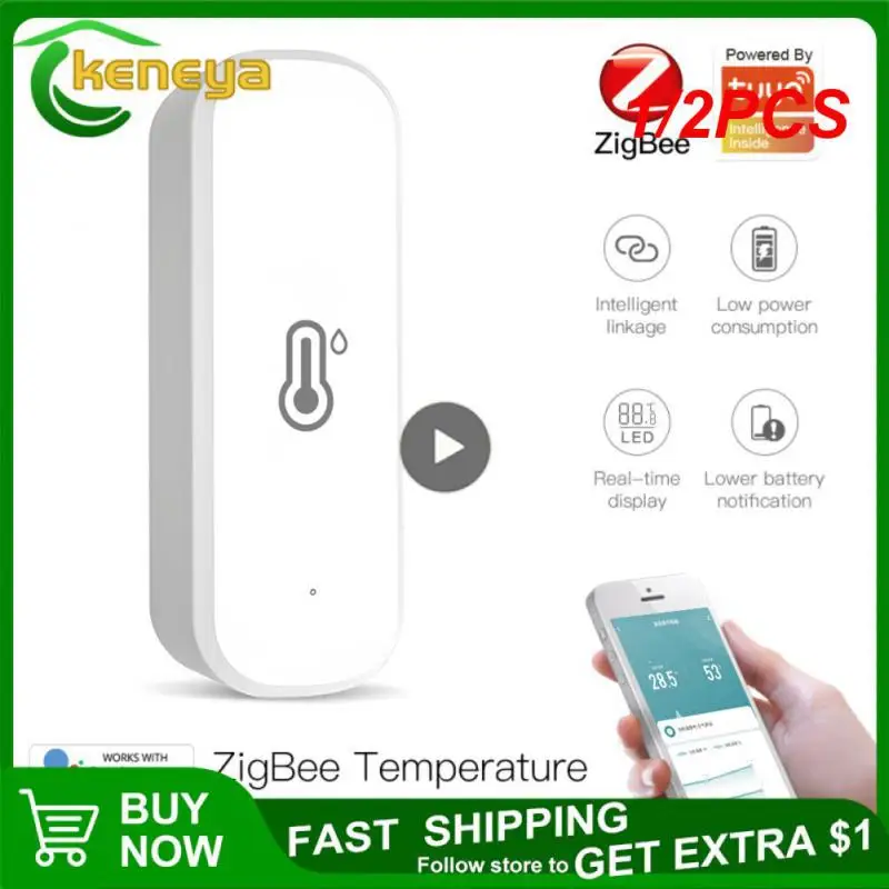

1/2PCS Tuya Zigbee / WiFi Smart Temperature Humidity Sensor Indoor Hygrometer APP Remote Monitor Var Smart Life Works With Alexa