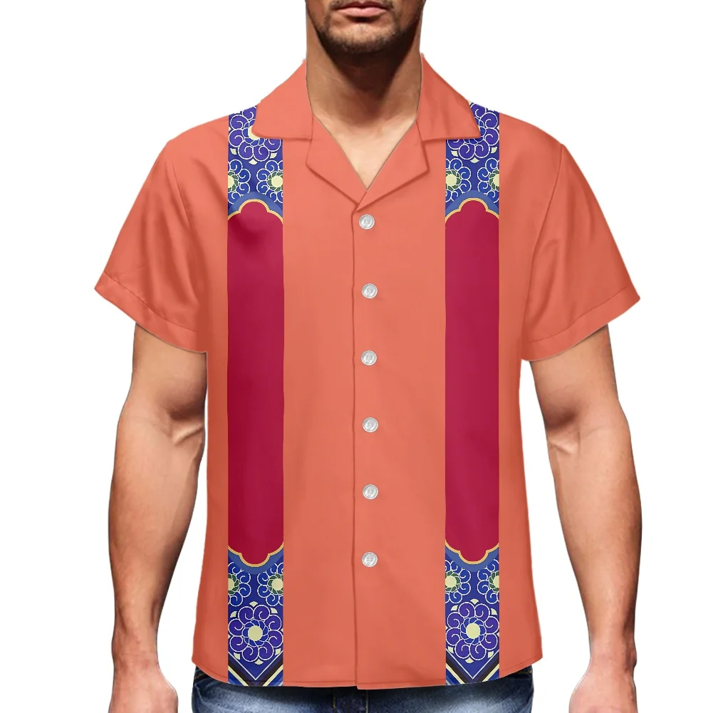 White Men Shirts Short Sleeve Polynesia Tribal Fashion Ribbon printing Mens Luxury Shirt Oversized Custom Button Down Shirt Men