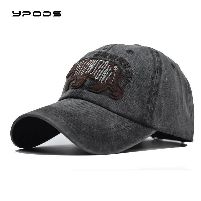 

Bear Embroidered Baseball Cap Outdoor Duck Tongue Cap Worn Out Cotton Washed Male Outdoor Casual Duck Tongue Cap