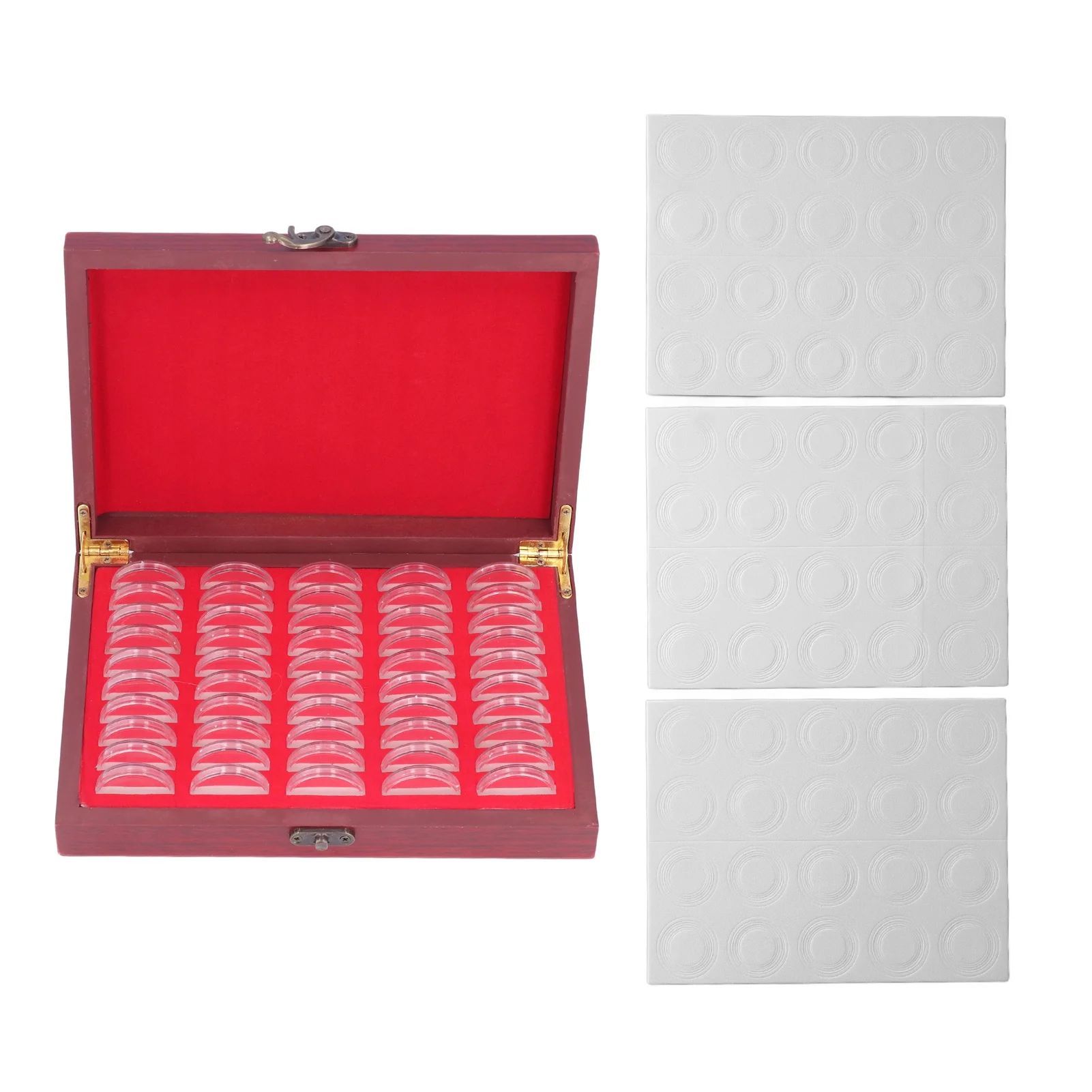 

Coin Holder 50 Pieces Storage Vintage Wooden Coin Storage Box with Transparent Protective Case for Coin Collection Gift