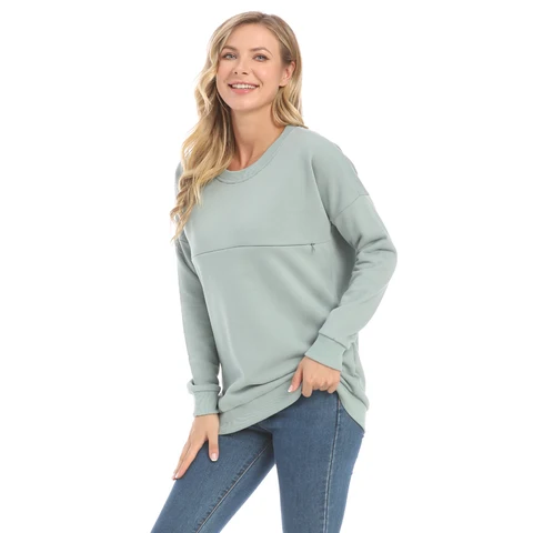 Большой размер, осенне-зимняя одежда для беременных, свитер, хлопковый топ с длинными рукавами для кормления, одежда для кормления грудью, свитер для беременных женщин