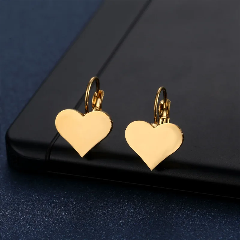 

Stainless Steel Gold Color Heart Hoop Earrings For Women Geometric Romantic 2022 Trend New Gift Party Fashion Jewelry