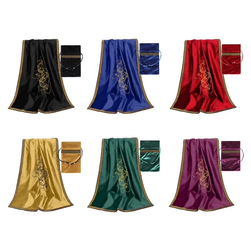 

Квадратная скатерть для гадания с маятником, подставка для карточек, рунический алтарь, скатерть с мешочком