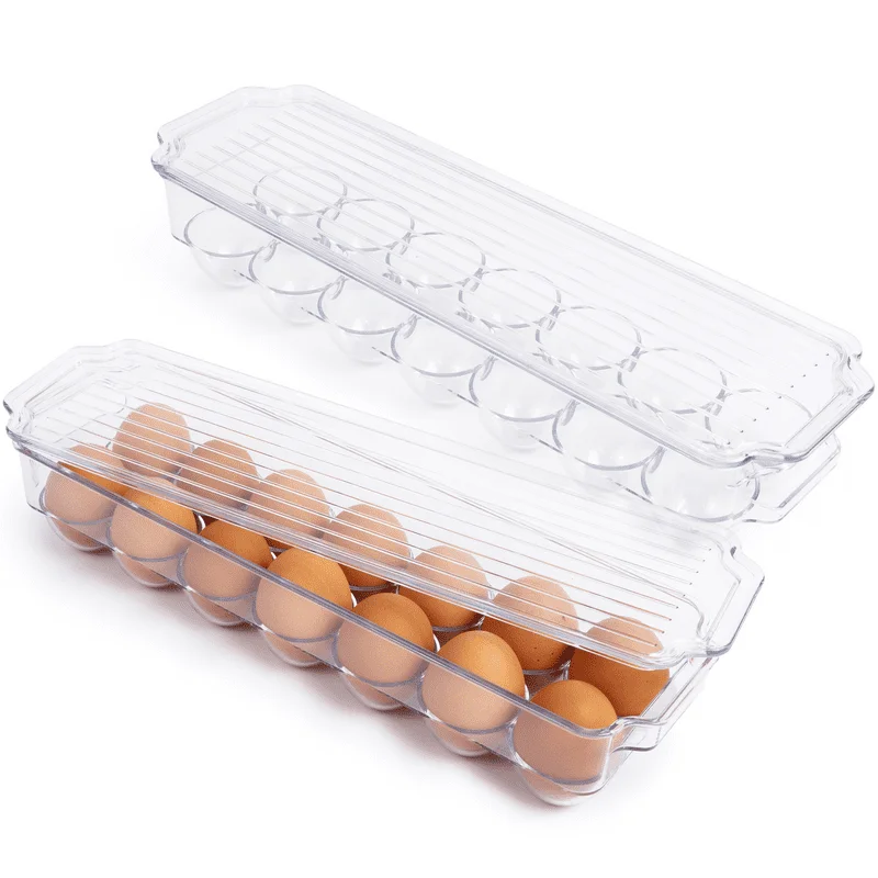 

Refrigerator Egg Storage Bin Organizer With Lid, Stores 14 Eggs, Clear- 2 Pack Dish drying racks Kitchen storage & organization