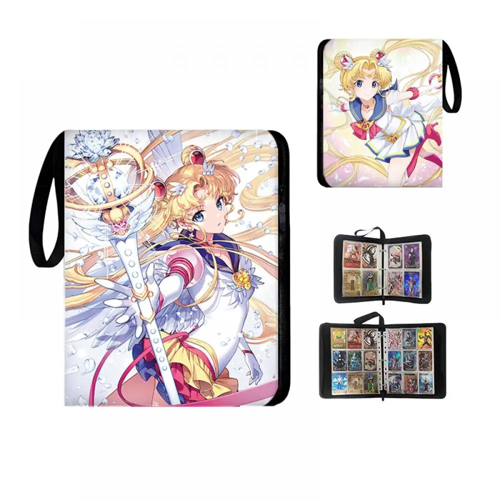 Книга-визитница с 4 отделениями Girl Warrior, коллекционная кожаная книга-визитница большой вместимости на молнии с 50 прозрачными внутренними страницами