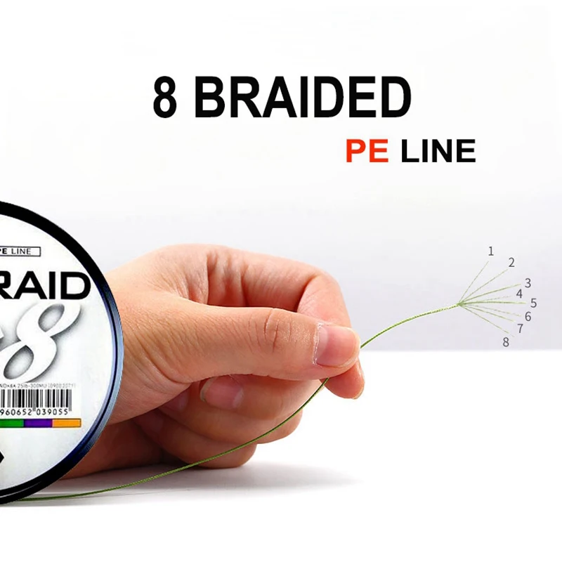 DAIWA 8 Braided Fishing Line - Length:300m/330yds, Diameter:0.2mm-0.42mm,size:30-100lb Japan PE braided line J-Braid Line enlarge