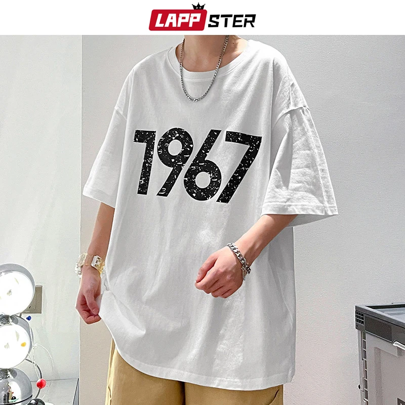 

LAPPSTER Summer 1972 Harajuku Graphic T Shirts 100% Cotton 2022 White Oversized T Shirt Tee Short Sleeve Vintage O-Neck Tops