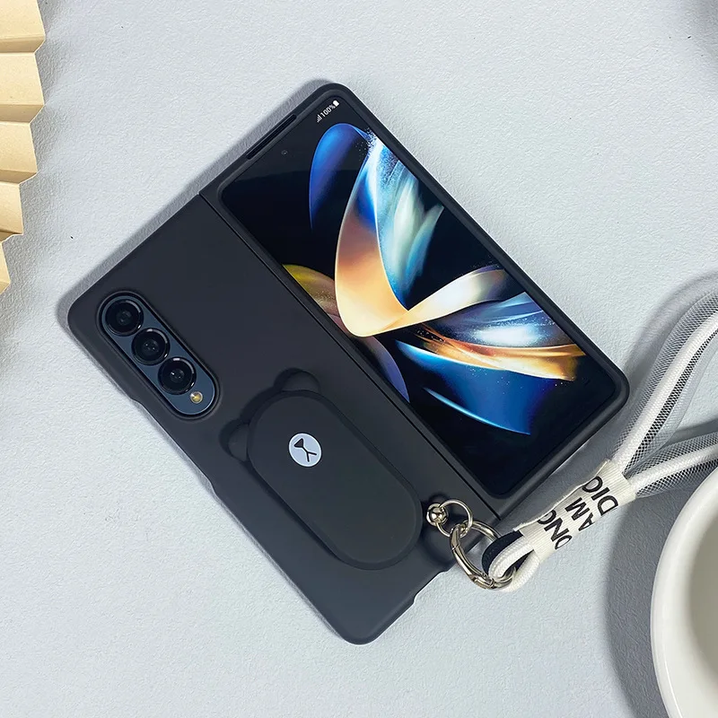 Creative Cartoon Kickstand Frosted Phone Case for Samsung Galaxy Z Fold 4 5G Fold 3 Fold3 Fold4 Hard Shell Anti-drop Anti-shock