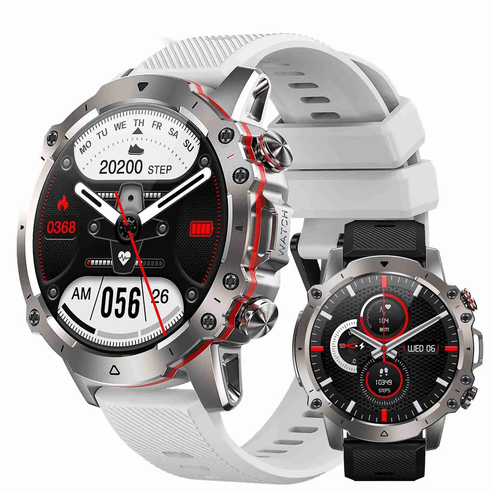 

2023 Military smartwatch 7days battery life 110+ sports mode Bluetooth call Smart watches for men waterproof 360*360HD Genuine