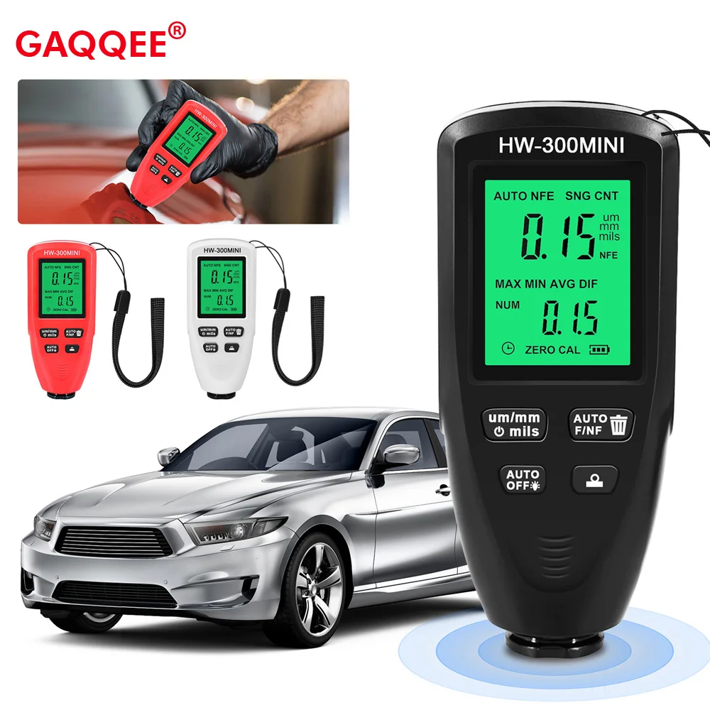 

HW-300PRO Coating Thickness Gauge 0-2000um Digital Car Paint Film Thickness Tester Metal Plating Width Measuring Instrument Tool