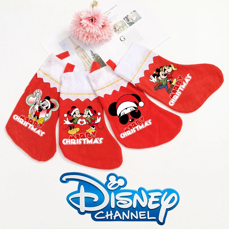 Рождественский чулок с Микки и Минни Маус Диснея кавайный аниме-принт