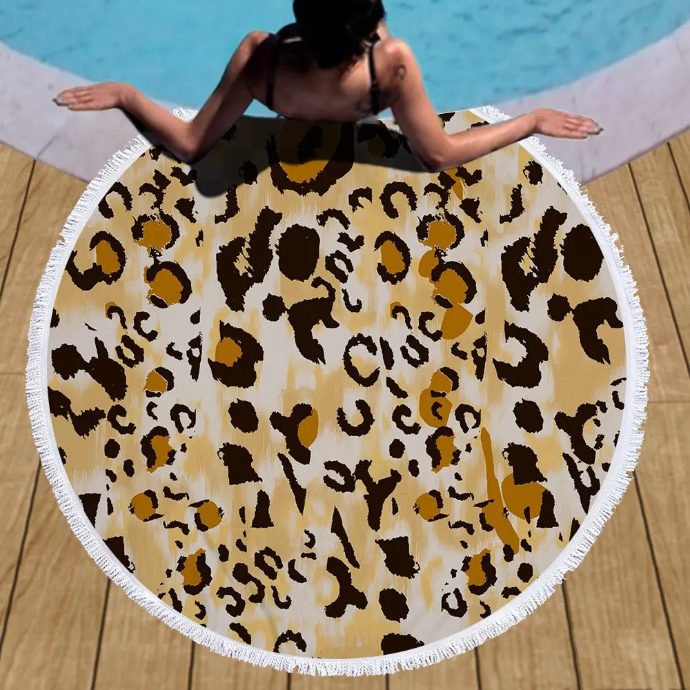 

Круглое большое плюшевое пляжное полотенце из микрофибры, пляжное одеяло, 60 D с бахромой