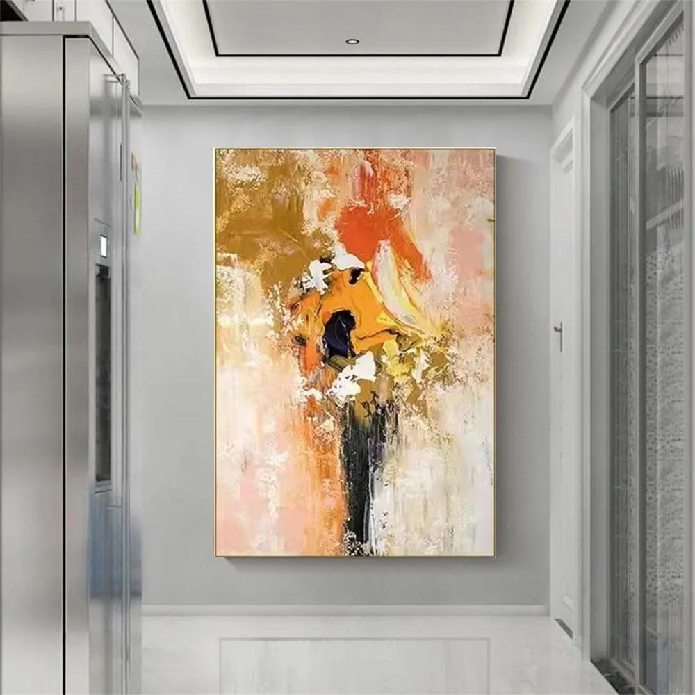 

Ручная роспись, черные оранжевые обнимающие влюбленные, горячая парная Картина на холсте, картина маслом, современная модная комната, украшение для дома, художественный настенный постер