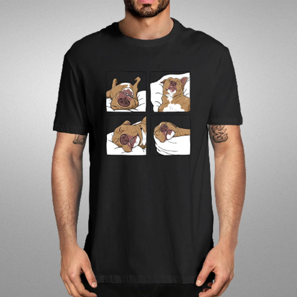 

2023 Cotton Funny Pitbull Lazy Gift For Dog Love Unisex High Quality Men's Novelty T-Shirt Women Casual Streetwear Fashion Tee