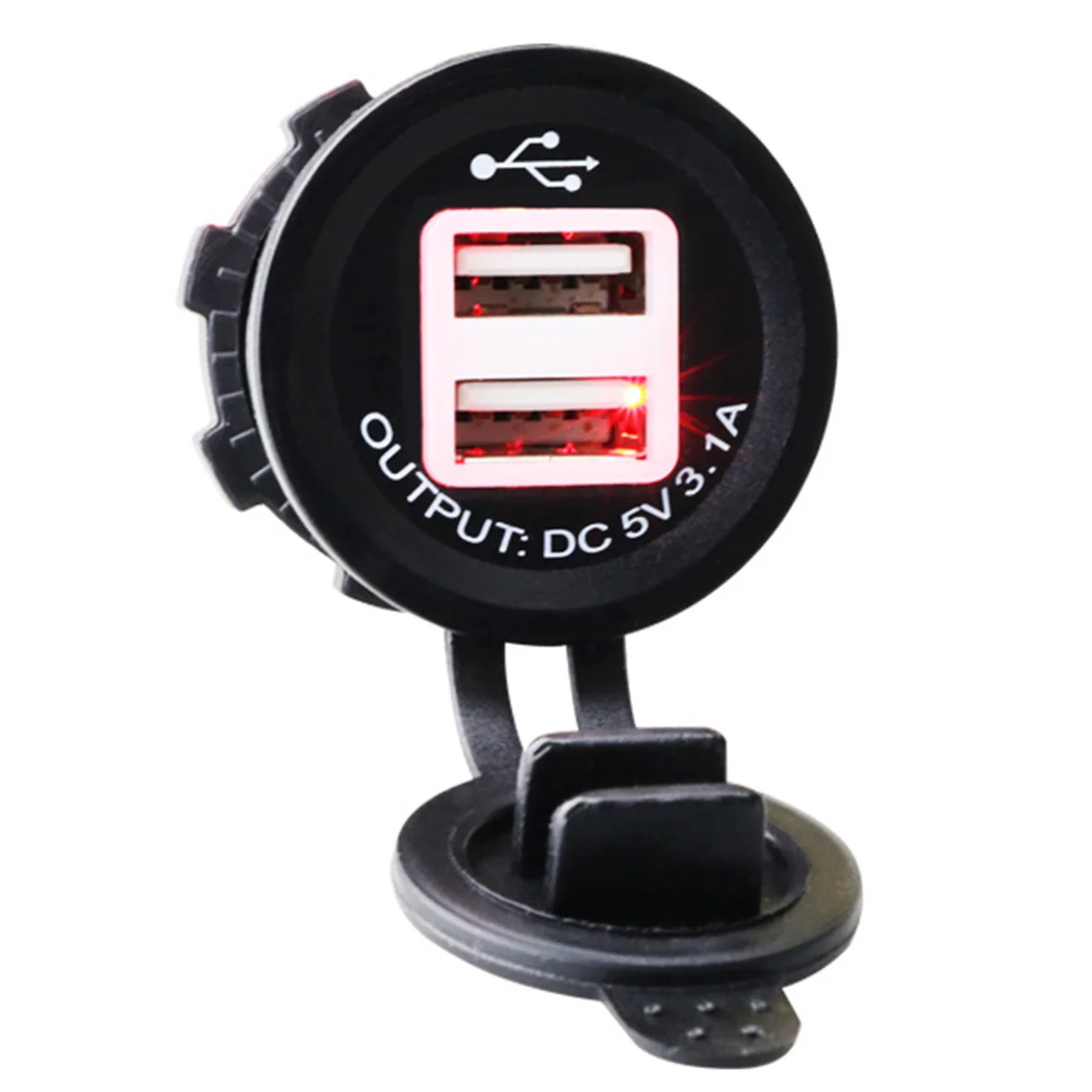 

3.1A Waterproof Power Outlet Adapter Dual Port Car USB Charger with dustproof cover for 12-24V car bus motorcycle