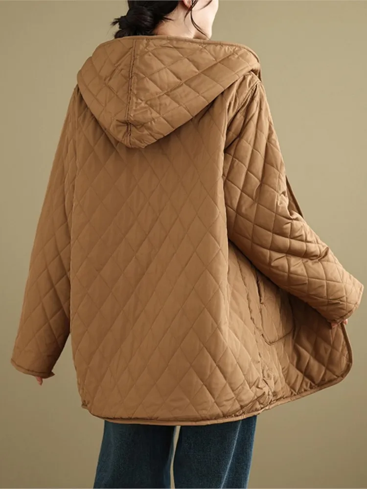 Зимнее стеганое хлопковое пальто женские повседневные модные клетчатые куртки с