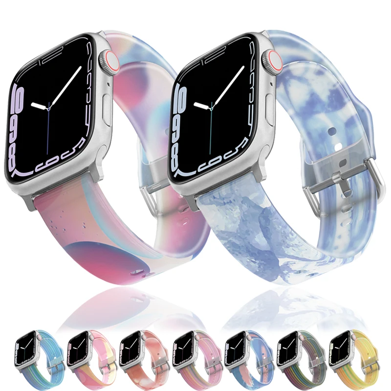 

Straps for Apple Watch Ultra 49mm 45mm 41mm Band Soft Silicone Correa Bracelet 40mm 38mm 44mm 42mm iWatch series 8 7 6 SE 5 4 3