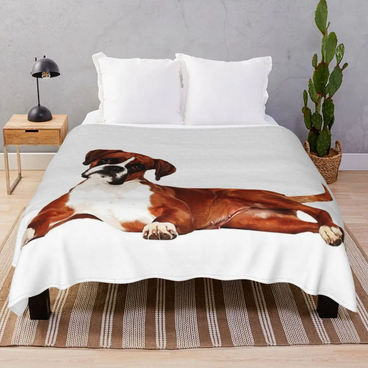 Adorable Boxer Dog Blanket Fleece Plush Decoration Warm Throw Blankets for Bed Home Couch Travel Cinema