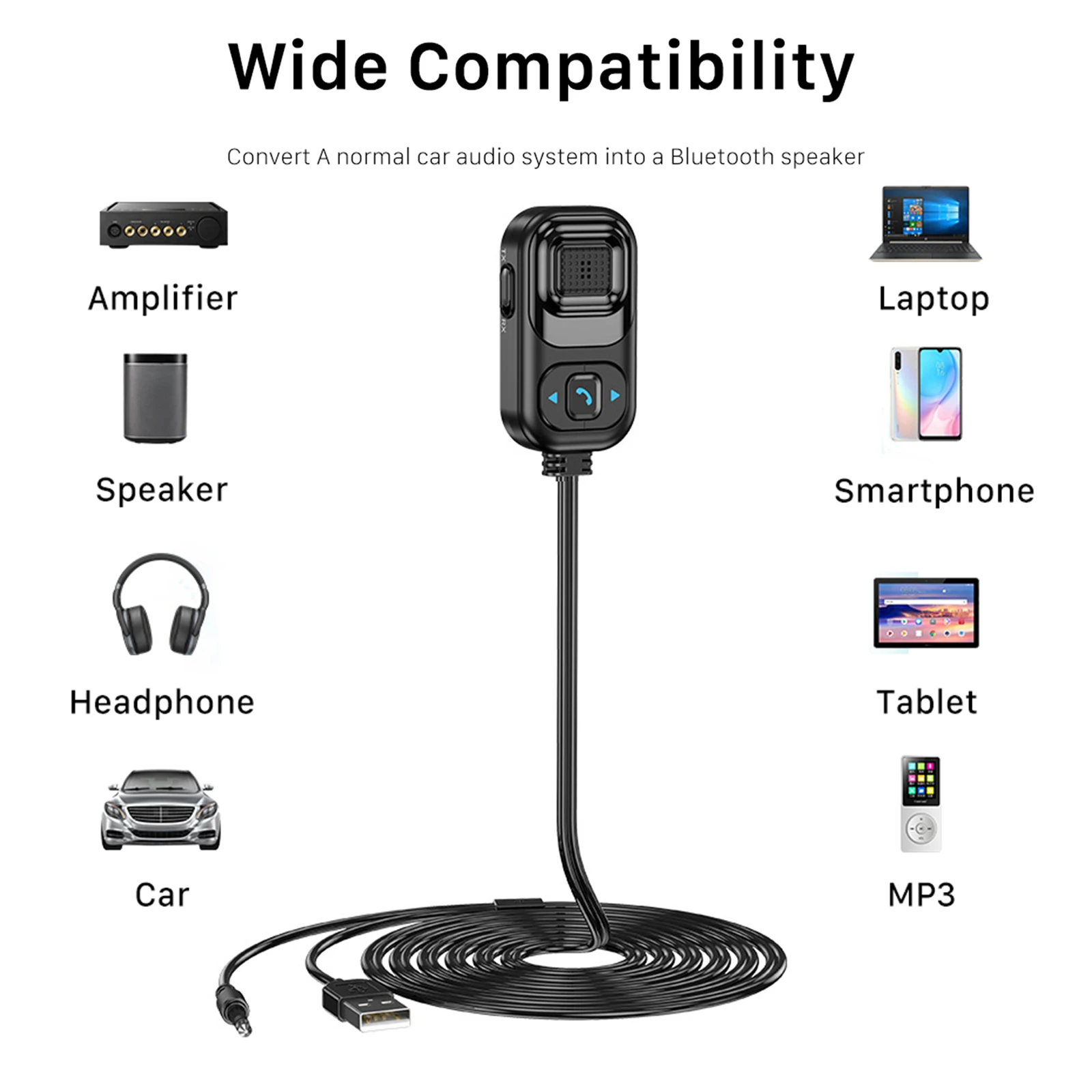 

Aux Bluetooth-совместимый адаптер для автомобильного разъема USB BT 5,1 приемник динамик автомобильный громкой связи автомобильный комплект аудио музыкальный передатчик