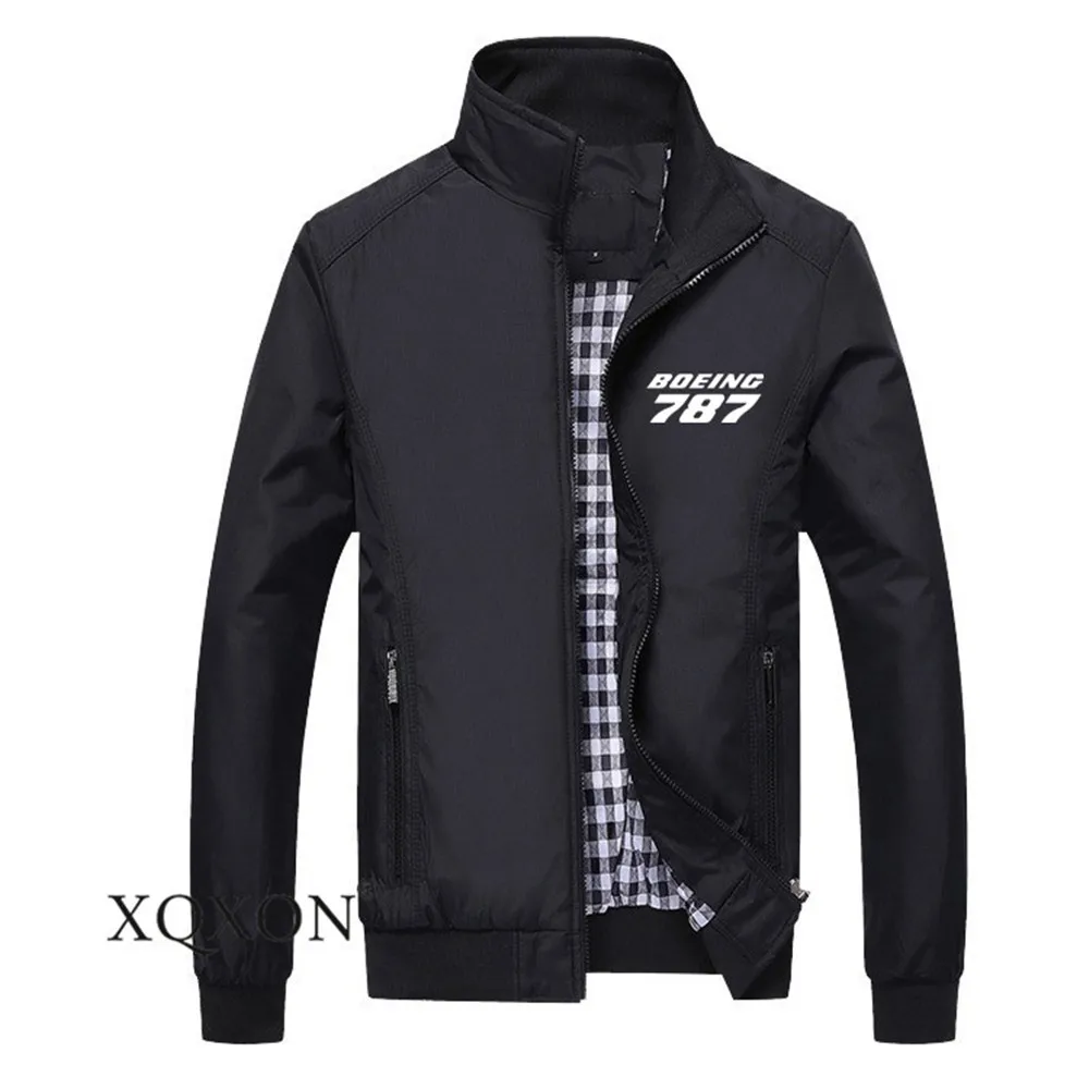 

New- New Boeing 787 Print Man Coats Jackets Pilot Jacket Men Spring Autumn New Stand Collar Mens Clothing M-5XL J711