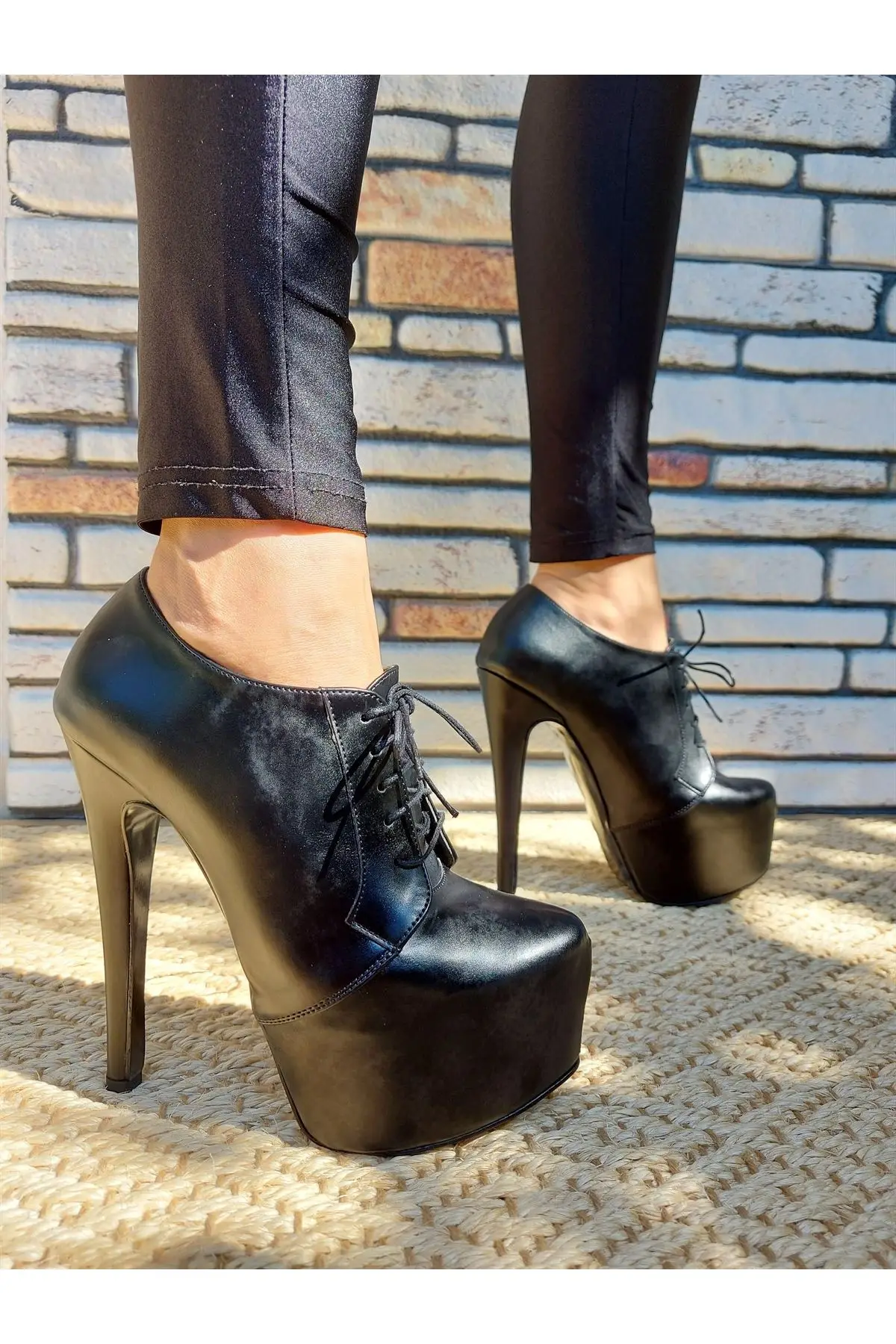

Women's Fashion Handmade Special Black Leather High Heels Boots
