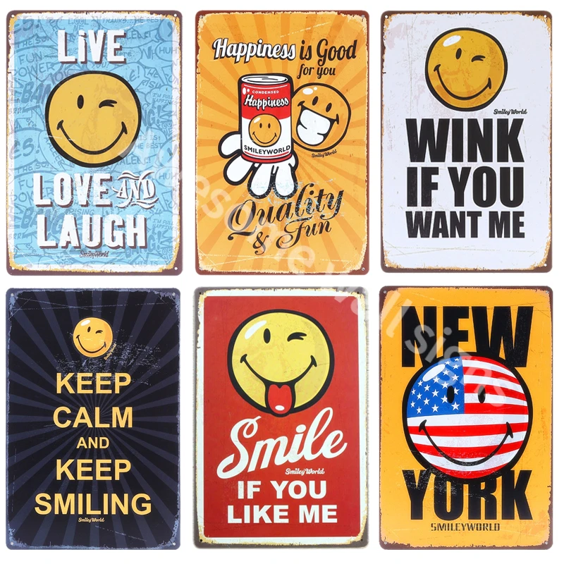 

SMILE IF YOU LIKE ME Vintage Tin Signs Bar Pub Cafe Home Wall Decor Retro Metal Poster Retro Metal Plates Free Shipping ZSS7