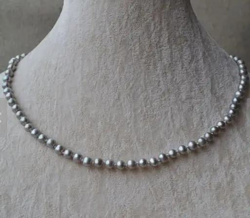 

New Arrival Wedding Pearl Necklace,17inches 6-7mm Gray Freshwater Pearl Necklace,Top Quality Fashion Jewelry,Charming Women Gift