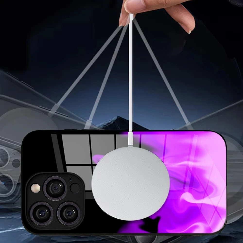 Чехол для телефона с пламенным узором новинка 2024 закаленное стекло IPhone 16 15 Pro Max 14