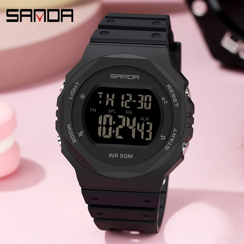 SANDA Fashion Brand Sports Women Watches LED Electronic Digital Waterproof Ladies Clock Female Wristwatch relogio feminino 6069 enlarge