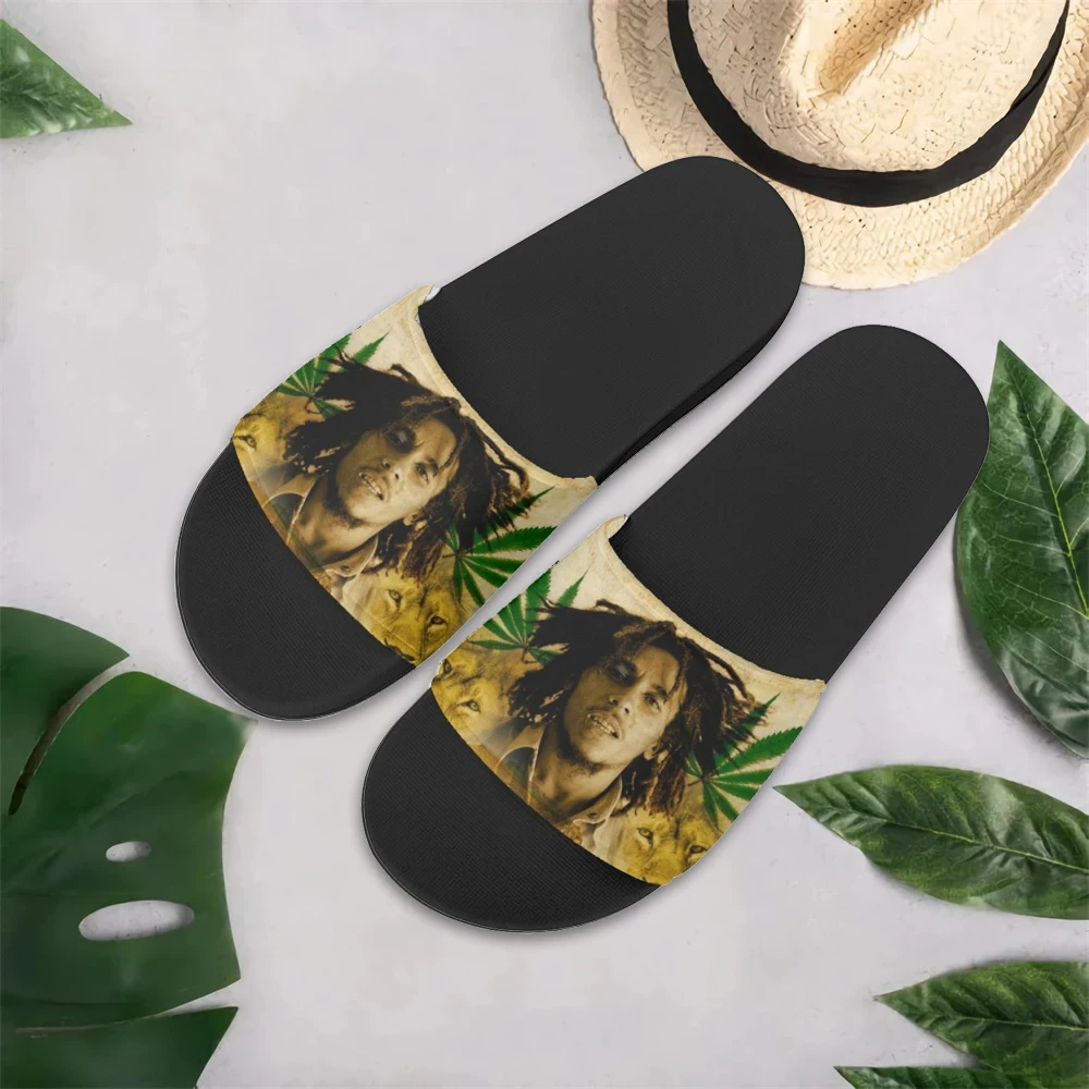 

ELVISWORDS Singer Bob-Marley Summer Male Bathroom Home Slippers Men Soft Sole Eva Indoor Slides Sandals Non-Slip Flip Flops Gift
