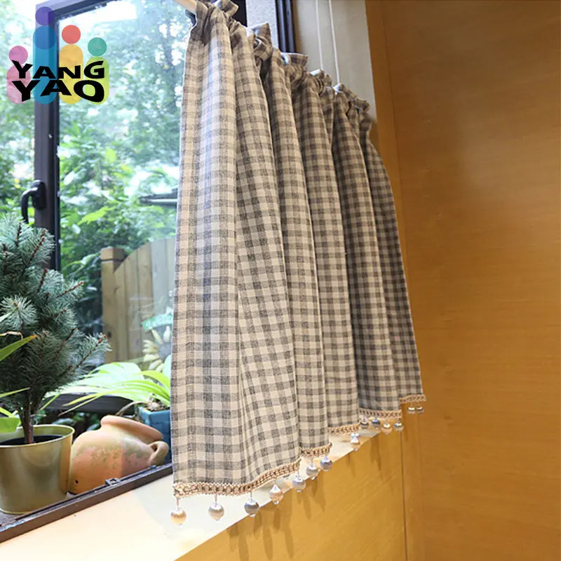 

Шторы с помпонами в стиле бохо, современные кухонные занавески для загородного дома, для ванной, спальни, дома, TJ7022