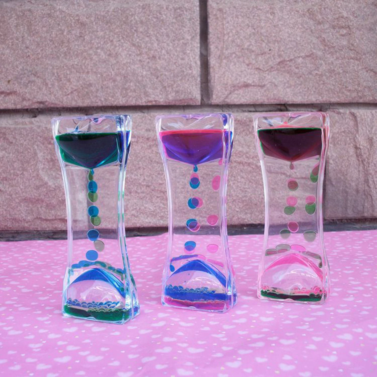 

1PC Double Color Floating Liquid Oil Acrylic Hourglass Liquid Visual Movement Hourglass Timer Home Desk Table Decoration