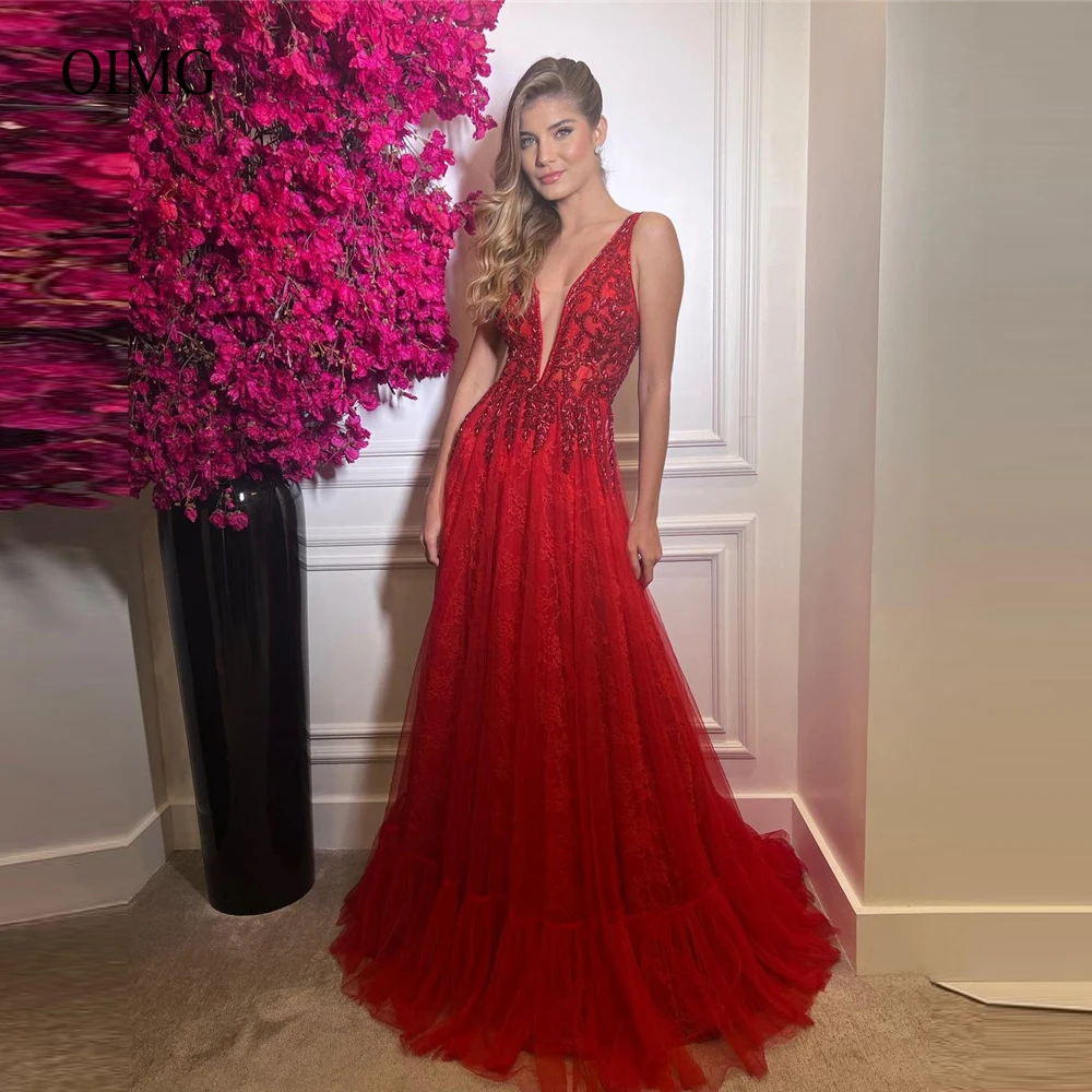 

Женское вечернее платье с блестками, красное ТРАПЕЦИЕВИДНОЕ кружевное платье с бусинами и V-образным вырезом, Многоярусное платье для выпус...