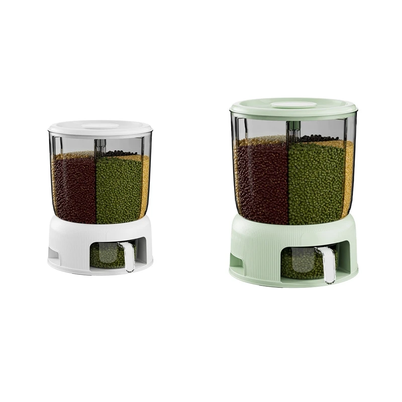 

1 Piece Kitchen Plastic Sealed Rotating Rice Bucket Moistureproof Plastic Grain Tank Compartment Classification Box White White