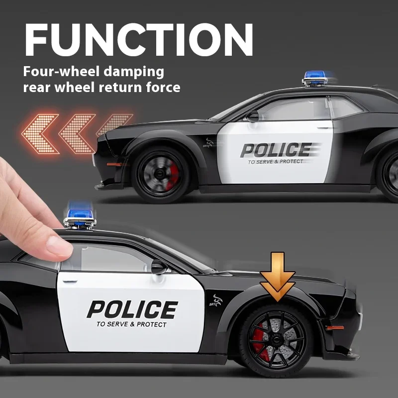 1:24 полицейский Dodge Challenger SRT Hellcat американский военный автомобиль литая под