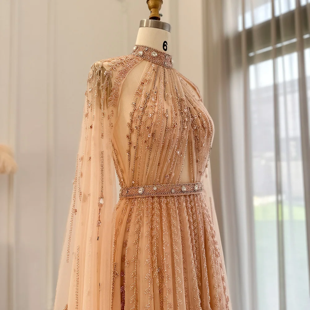 Jancember Unique Style Mermaid Lace Evening Dress Elegant Beads Crystal Sleeveless High Collar Formal Gown For Wedding SCZ009