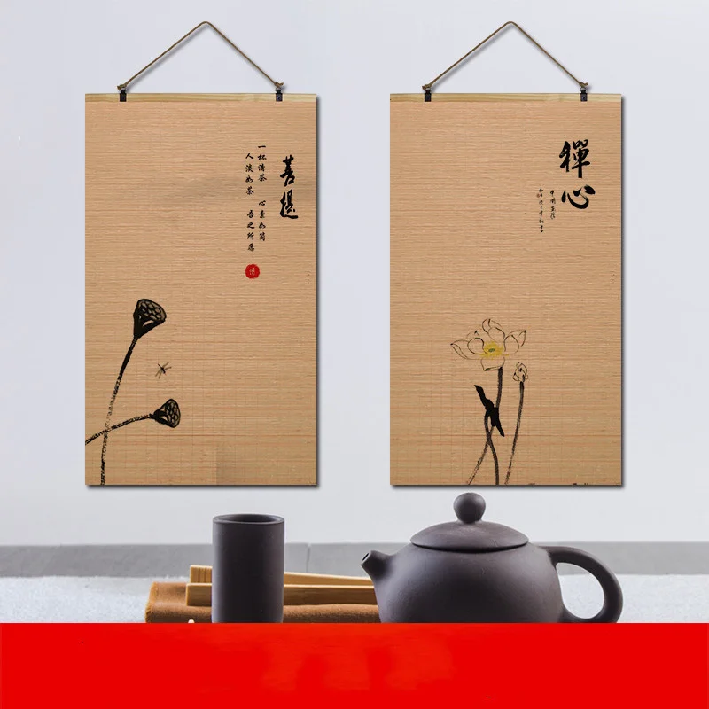 

Новая бамбуковая занавеска в китайском стиле, изысканная картина из бамбуковой прокрутки, изысканная картина из дзен-прокрутки