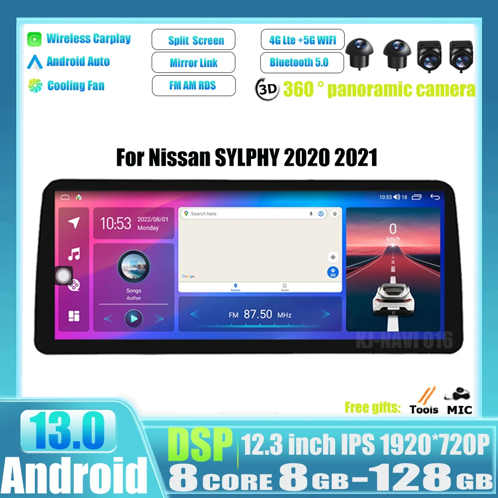 

Автомобильный мультимедийный плеер, 8 ядер, 12,3 дюйма, Android 13, для Nissan SYLPHY 2020, 2021, радио, GPS-навигация, CarPlay, Wi-Fi, 4G, BT, IPS, сенсорный экран