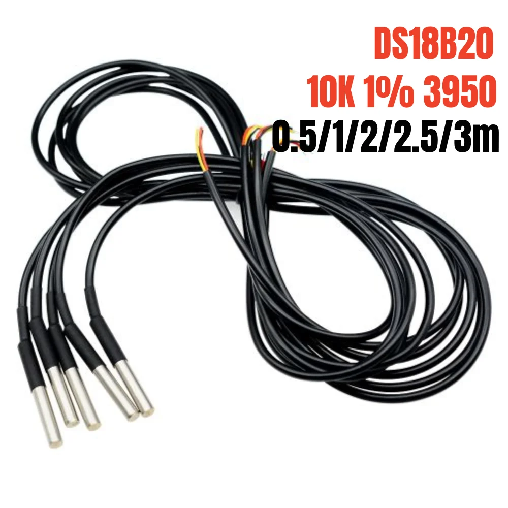   DS18B20 NTC 10K 1% 3950 Thermistor Waterproof Temperature Controller Sensor Probe W1209 STC-1000 W3001 Thermostat 0.5m/1m/2m/3m 