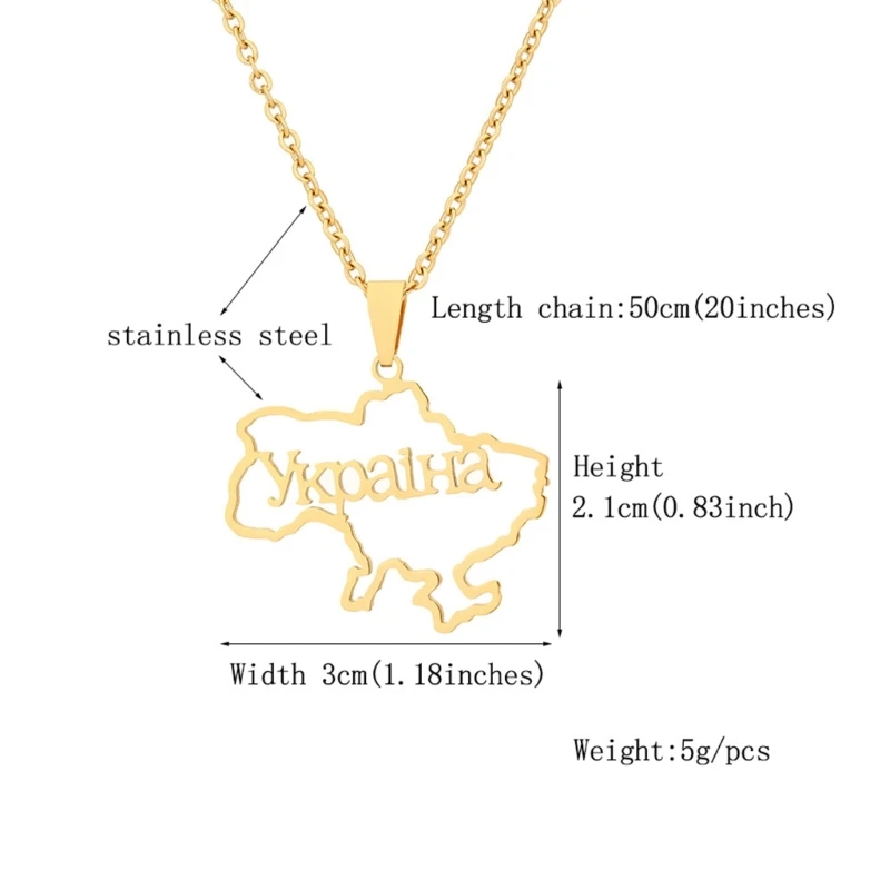 

Ожерелье с подвеской в виде карты Украины для мужчин и женщин, ювелирное изделие из нержавеющей стали с цветочным дизайном, украшение в форм...