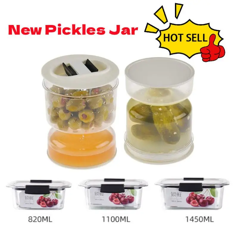 

New Pickles Jar Dry And Wet Dispenser Pickle And Olives Hourglass Jar Cucumber Container For Kitchen Food Juice Separator Tools